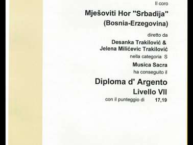 Златна и сребрна медаља за хор Србадија