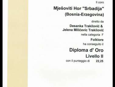 Златна и сребрна медаља за хор Србадија